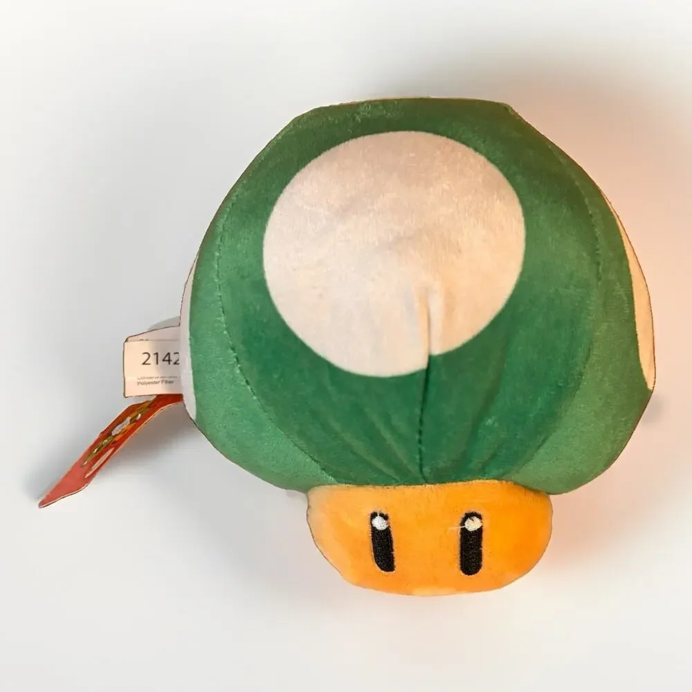 NEW Nintendo Super Mario Bros 1-Up Green Mushroom Power Up 6” Plush Stuffed Toy